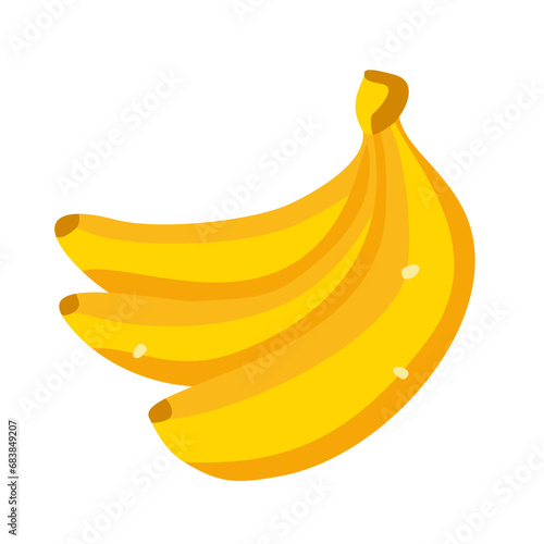 banana bunch of three bananas. doodle bananas in vibrant yellow. tropical fruit