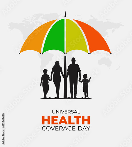 Universal Health Coverage Day. 12 December. Holiday concept. Template for background with banner, poster and card. Vector illustration
