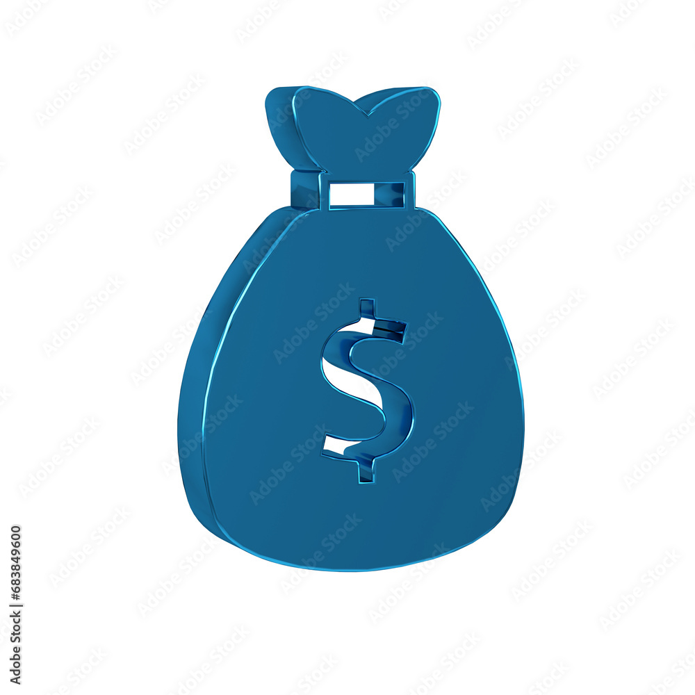 Blue Money bag icon isolated on transparent background. Dollar or USD symbol. Cash Banking currency sign. Blue Money bag icon isolated on transparent background. Dollar or USD symbol. Cash Banking currency sign.