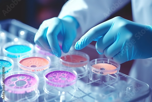 Scientist working on petri dishes in a laboratory © Maqsudxon