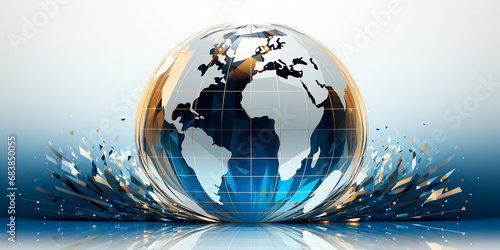 Includes a globe with branching lines of computer circuits. The logo design is made in vector style. Flat. Suitable for business branding and technology related industries.