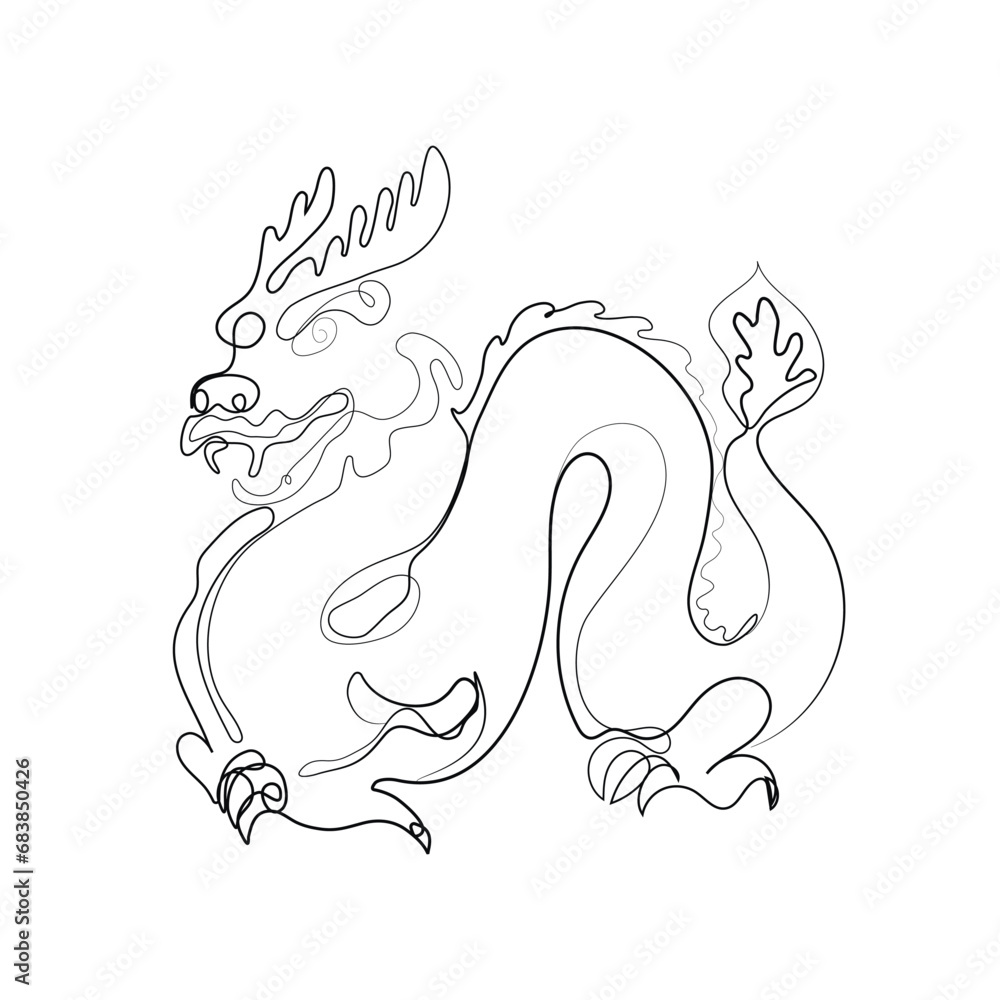 Dragon linear simple illustration. Year of the Dragon