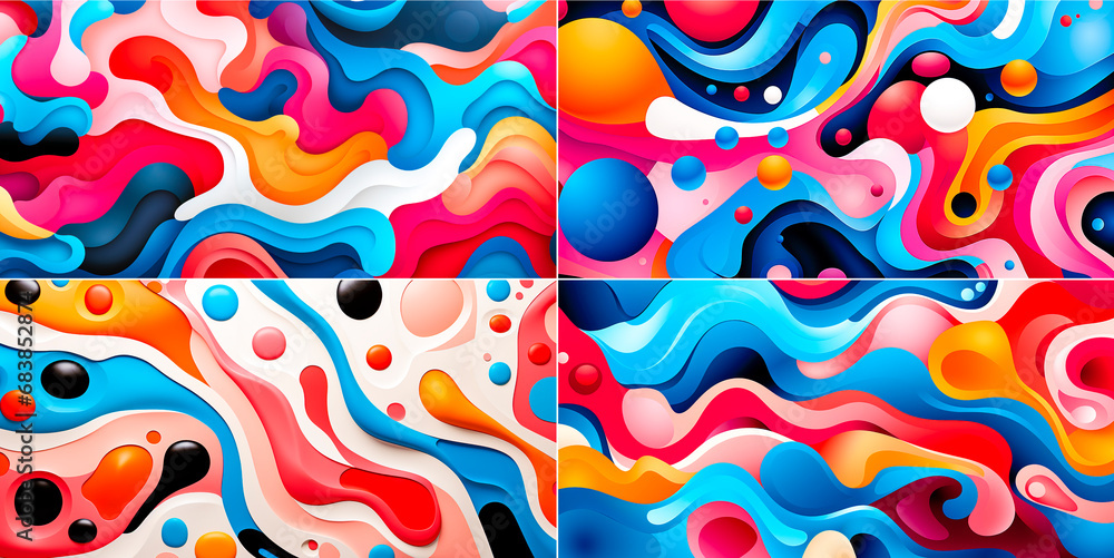 Abstract background pattern, colorful shapes and doodle colors in vector modern trendy design. Immerse yourself in the whimsical world of playful patterns and shades of Colorful Waves