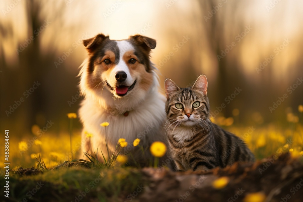 cat and dog together Animal friendship