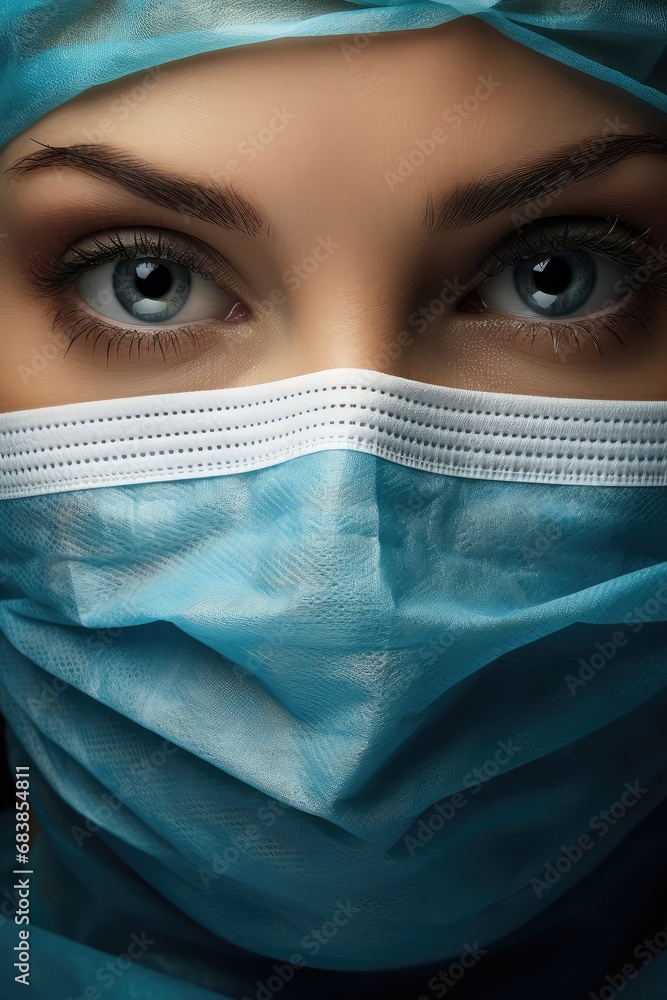 Close-up of the eyes of a surgeon wearing a mask Close-up of the eyes of a surgeon wearing a mask