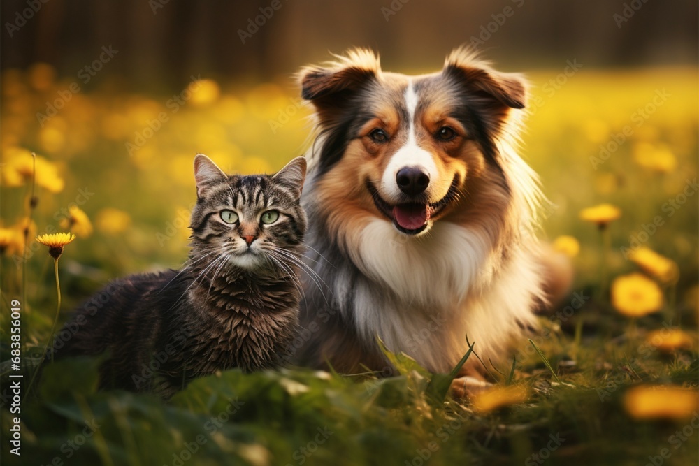 cat and dog together Animal friendship cat and dog together Animal friendship
