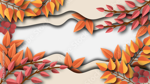 Autumn sale banner, background template design. Collection of hand drawn fall templates for social media, cards, invitations, advertising, web. Sale, discount, shop now.