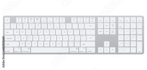 Computer keyboard. Laptop isolated gray key button board for digital pc. Modern image of computer keyboard. Flat illustration