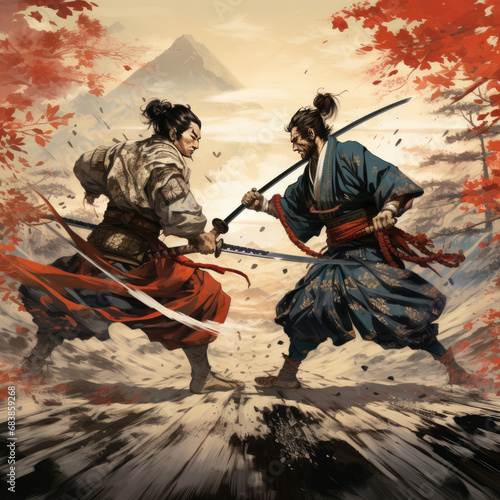ninja warrior, samurai battle fight 