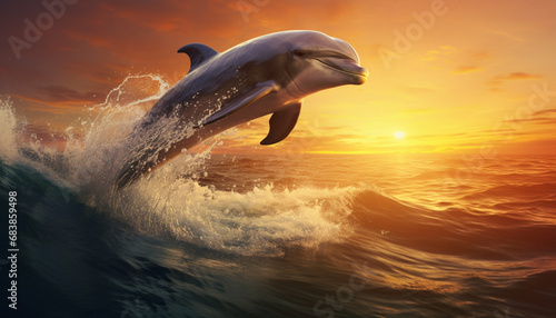 Bottlenose Dolphin Jumping Through The Waves © shahzaib