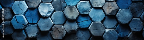 Blue Hexagonal Tiles Close-Up