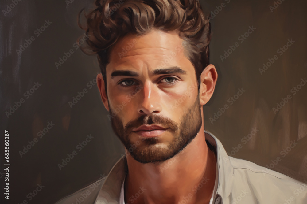 Artistically rendered portrait of a dashing man. Artistically rendered portrait of a dashing man.