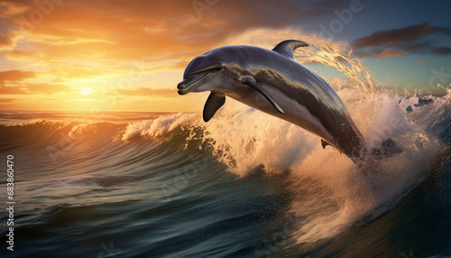 Bottlenose Dolphin Jumping Through The Waves © shahzaib