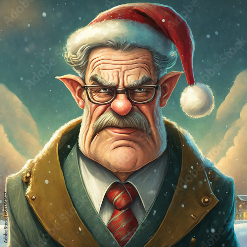 Grumpy bah humbug man during Christmas season photo