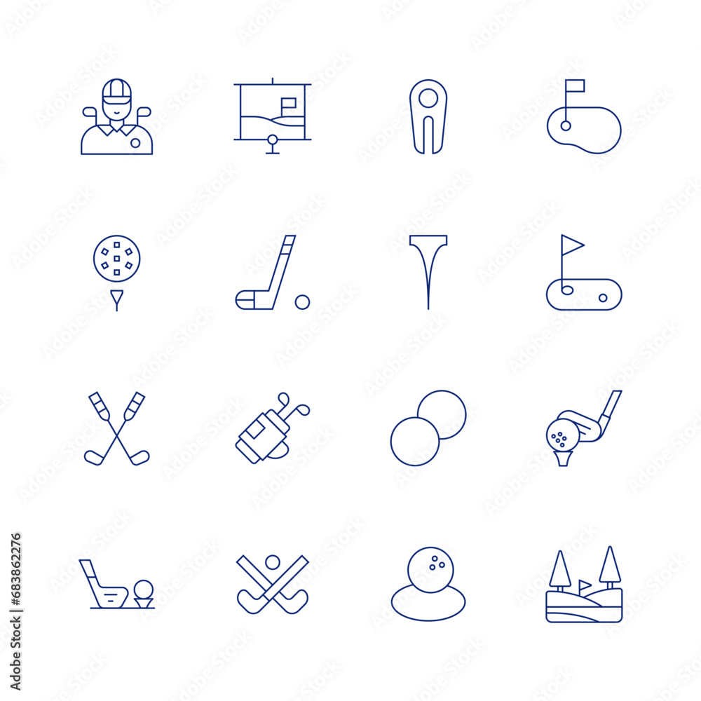 Golf line icon set on transparent background with editable stroke ...