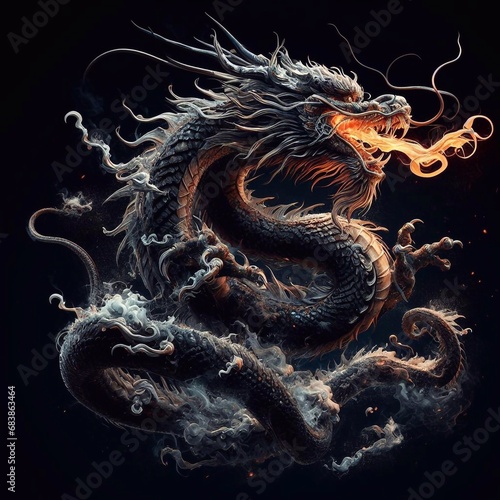 Dragon on black background 