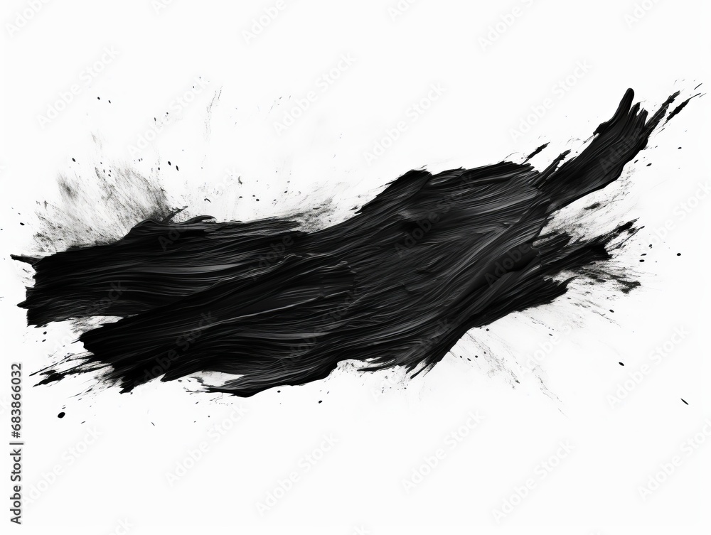 Striking Contrast: A Bold Black Brush Stroke on a Pure White Canvas Generative AI
