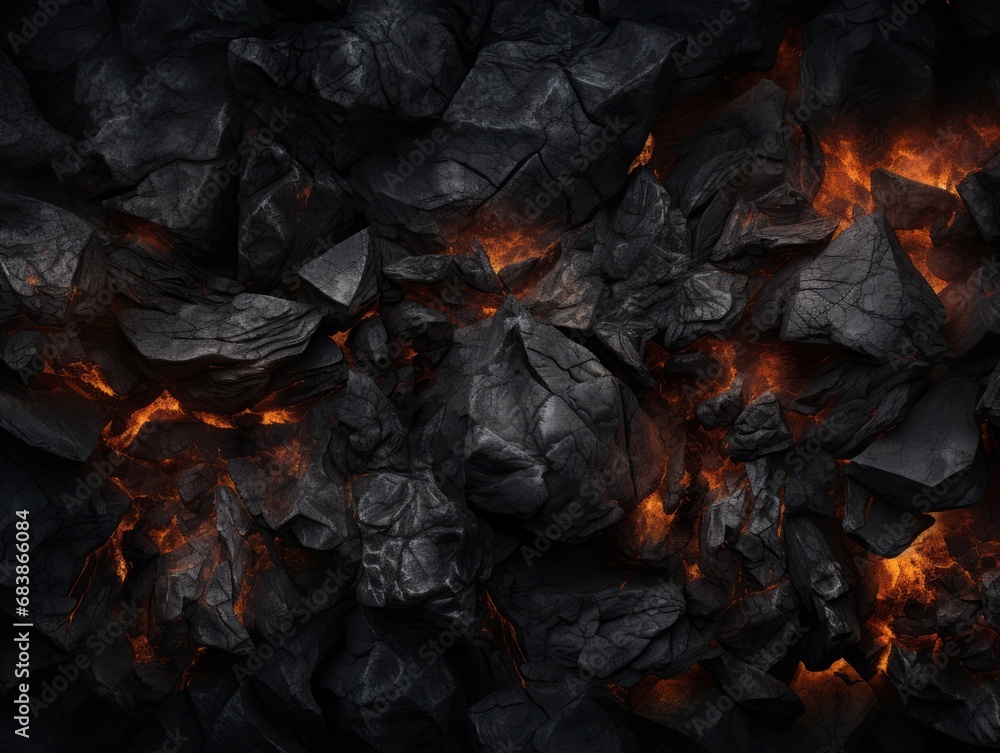 Fototapeta premium Unleashing the Mesmerizing Power of Black Coal & Fire - A Mystical Journey! Generative AI