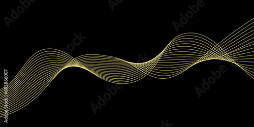 Abstract Black background with a glowing abstract waves. Abstract wave element for design. Digital frequency track equalizer, Futuristic background design. Long exposure, Light painting photography.