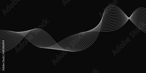 Abstract Black background with a glowing abstract waves. Abstract wave element for design. Digital frequency track equalizer, Futuristic background design. Long exposure, Light painting photography.