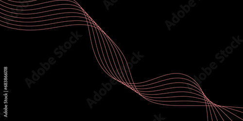 Abstract Black background with a glowing abstract waves. Abstract wave element for design. Digital frequency track equalizer, Futuristic background design. Long exposure, Light painting photography.
