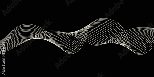 Abstract Black background with a glowing abstract waves. Abstract wave element for design. Digital frequency track equalizer, Futuristic background design. Long exposure, Light painting photography.