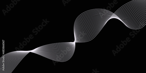 Abstract Black background with a glowing abstract waves. Abstract wave element for design. Digital frequency track equalizer, Futuristic background design. Long exposure, Light painting photography.