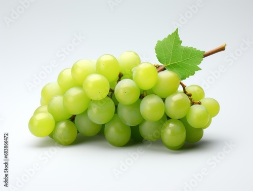 Unveiling Nature's Art: Stunning Display of Vibrant Green Grapes on Pure White Generative AI