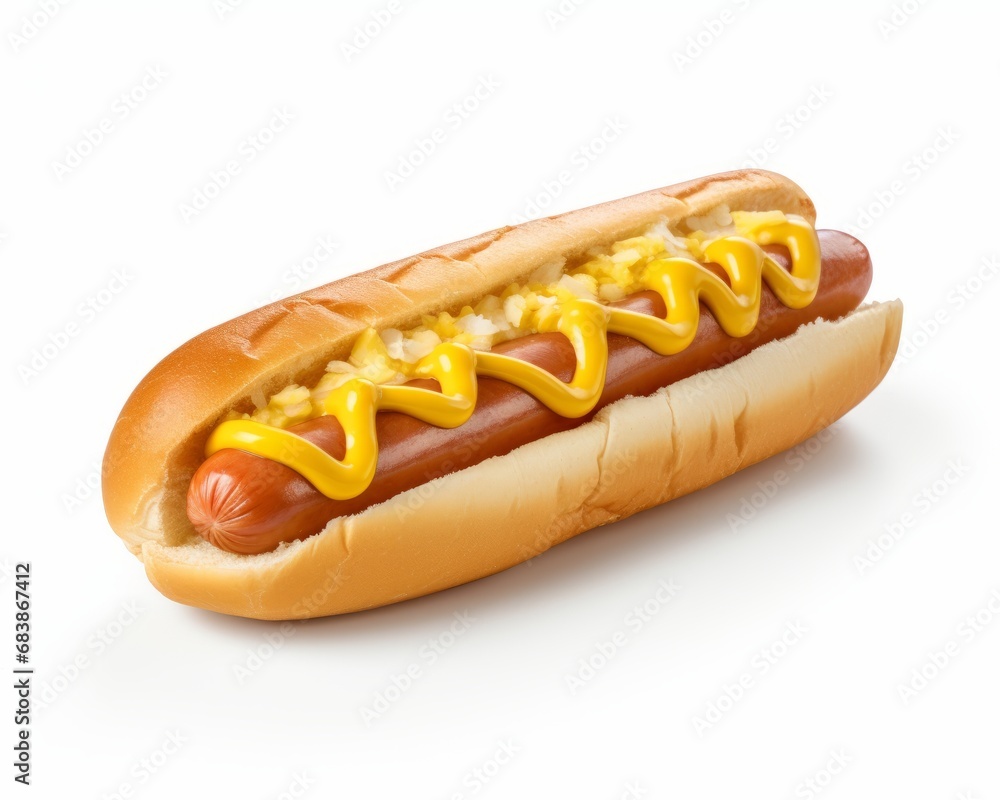 Experience the Juicy Delight: Gourmet Hot Dog with Tangy Mustard - An Absolute Must-Try! Generative AI Experience the Juicy Delight: Gourmet Hot Dog with Tangy Mustard - An Absolute Must-Try! Generative AI