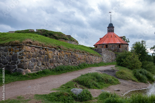 At the ancient Korela fortress on a gloomy summer day. Priozersk. Leningrad region, Russia photo