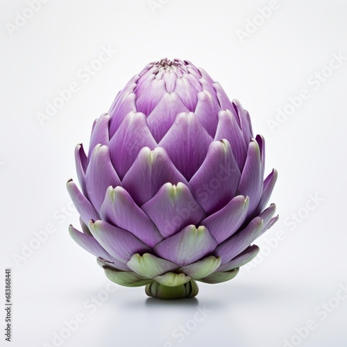 Stunning Isolation  A Vivid Purple Artichoke on a Pristine White Canvas Generative AI