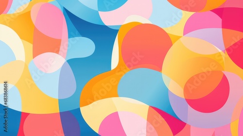 Colorful graphic abstract pattern, smooth and organic flowing shapes, illustration in light orange and light crimson colors