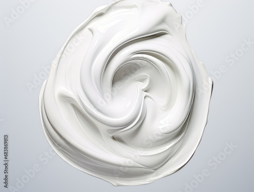 Unveiling the Lush Delight: The Perfect Swirl of White Cream Over Pure Whiteness Generative AI © monsifdx