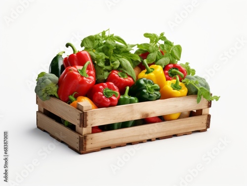 Unboxing Nature's Bounty: Discover the Freshness in a Crate of Organic Veggies Generative AI © monsifdx