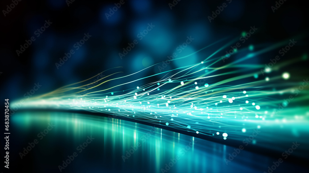 Digital technology speed connect dark blue green background, cyber nano information, abstract communication, innovation future tech data, internet network connection