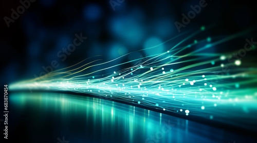 Digital technology speed connect dark blue green background, cyber nano information, abstract communication, innovation future tech data, internet network connection