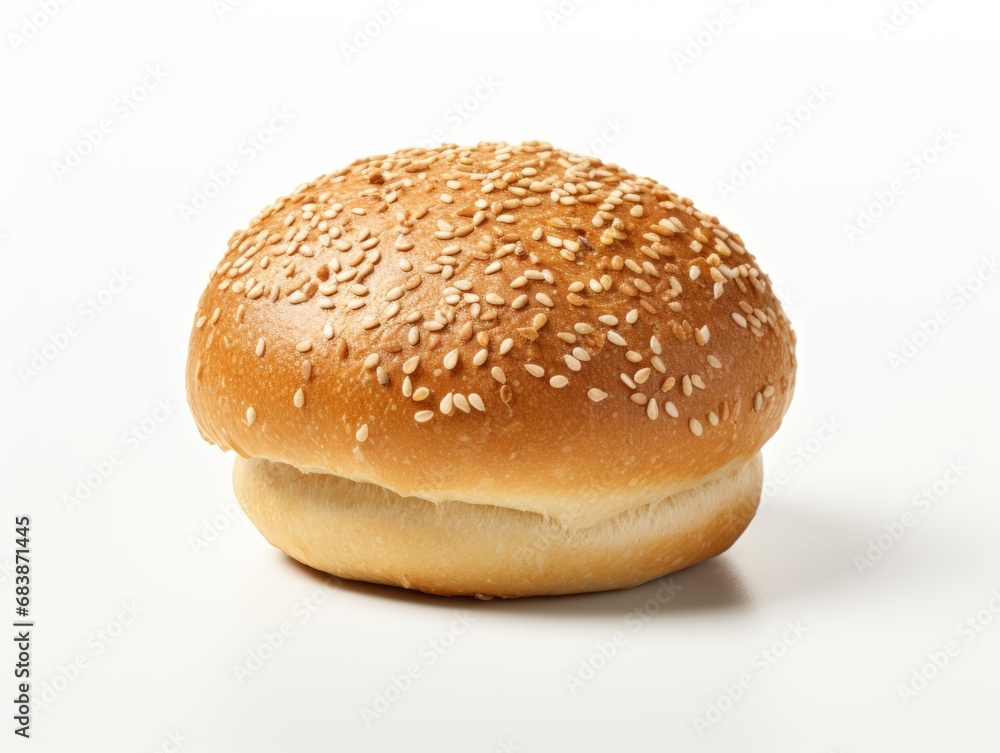 Discover the Art of Perfect Sesame Seed Bun - Unveiled on a Pure White Background Generative AI Discover the Art of Perfect Sesame Seed Bun - Unveiled on a Pure White Background Generative AI