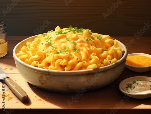 Indulge in Creamy Cheesy Macaroni - A Perfect Comfort Food Delight! Generative AI