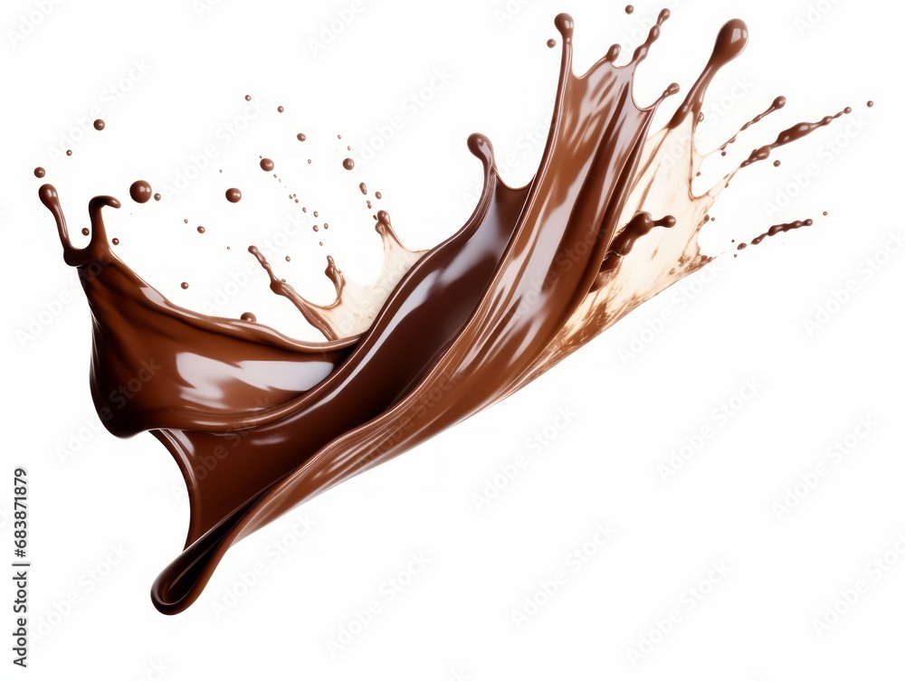 Decadent Chocolate Explosion: A Close-up Study on a White Background Generative AI Decadent Chocolate Explosion: A Close-up Study on a White Background Generative AI