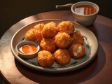 Delight Your Taste Buds: Irresistible Fried Cheese Balls With Tangy Sauce Generative AI