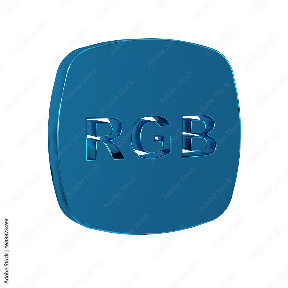 Blue Speech bubble with RGB and CMYK color mixing icon isolated on transparent background. Blue Speech bubble with RGB and CMYK color mixing icon isolated on transparent background.