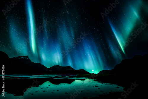 aurora borealis over the sea