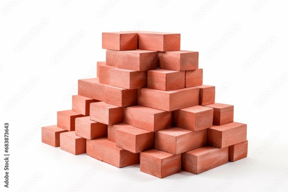 Discover the Artistic Charm of Stacked Red Bricks Against a Stark White Background! Generative AI Discover the Artistic Charm of Stacked Red Bricks Against a Stark White Background! Generative AI