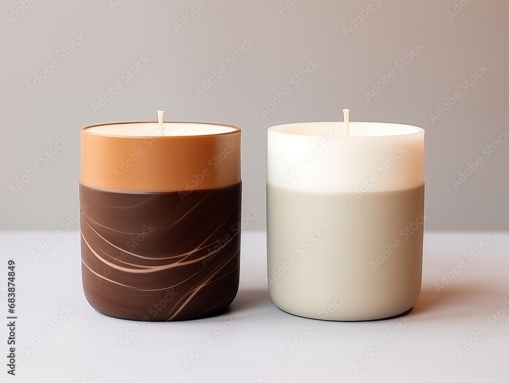 Experience Warmth and Sophistication with Elegant White and Brown Candle Decor Generative AI Experience Warmth and Sophistication with Elegant White and Brown Candle Decor Generative AI
