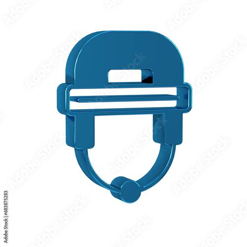 Canvas Print Blue Hockey helmet icon isolated on transparent background.