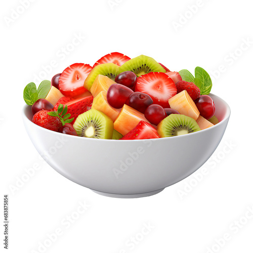 A Bowl of Fresh Fruit Salad Isolated on a Transparent Background
