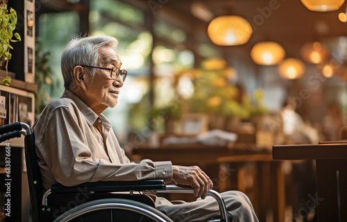 Wheelchair patient for senior care  trust  or help in an assisted living facility.
