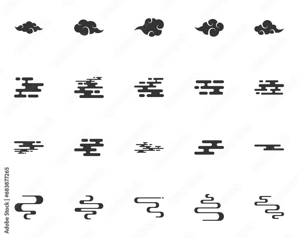 set of cloud icon, element, traditional set of cloud icon, element, traditional