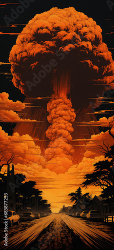 widok wybuchu bomby nuklearnej jadrowej kataklizm zagłada