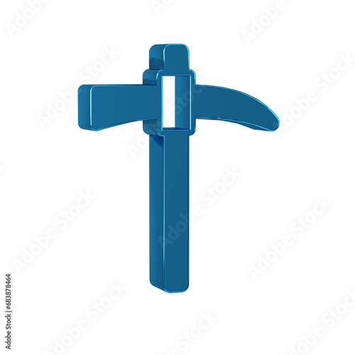 Blue Pickaxe icon isolated on transparent background. © Kostiantyn